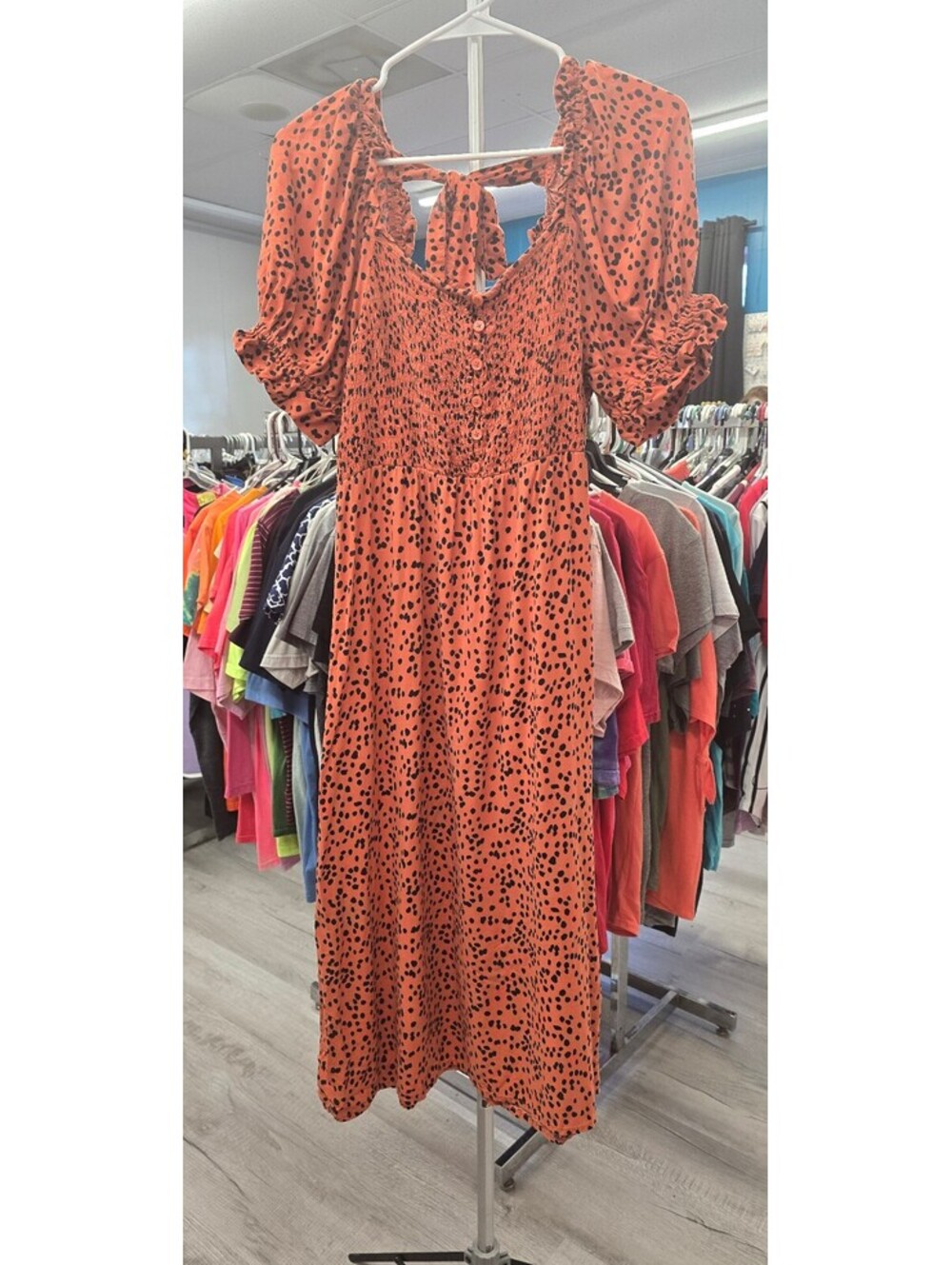 Beach Lunch Lounge Animal Print Smocked Midi Dress – Size L